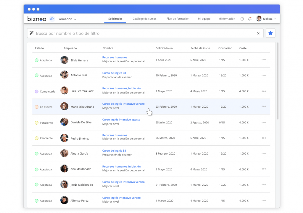 Portal del software de formación
