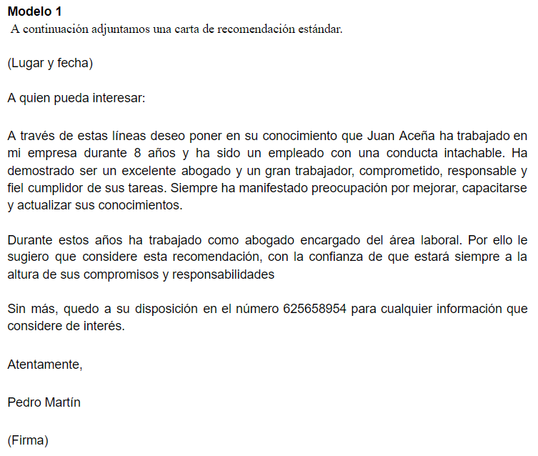 Carta de recomendación laboral 1