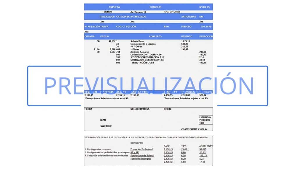 plantilla ejemplo para calcular la planilla de pago de un empleado