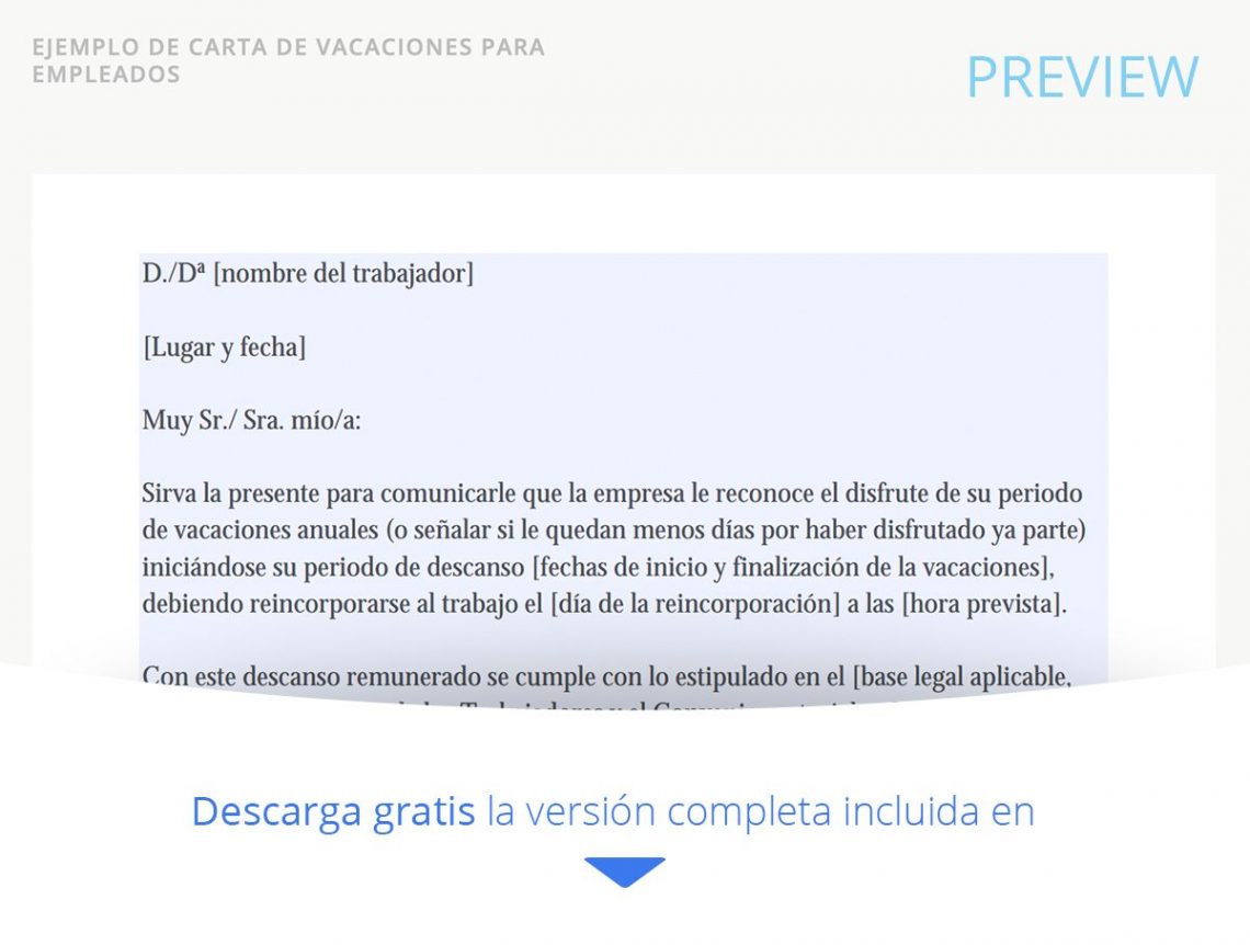 Modelo de Carta de Vacaciones | Cómo notificarlas