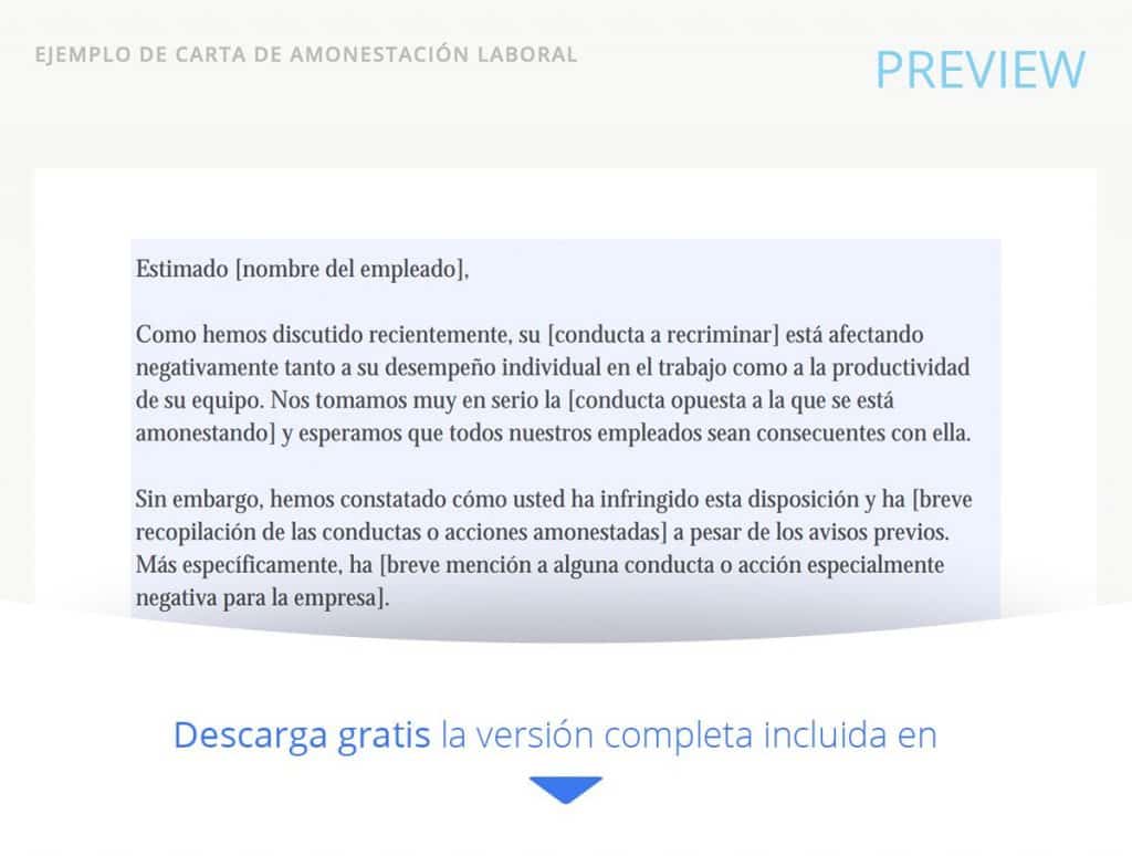 carta de amonestación a un trabajador