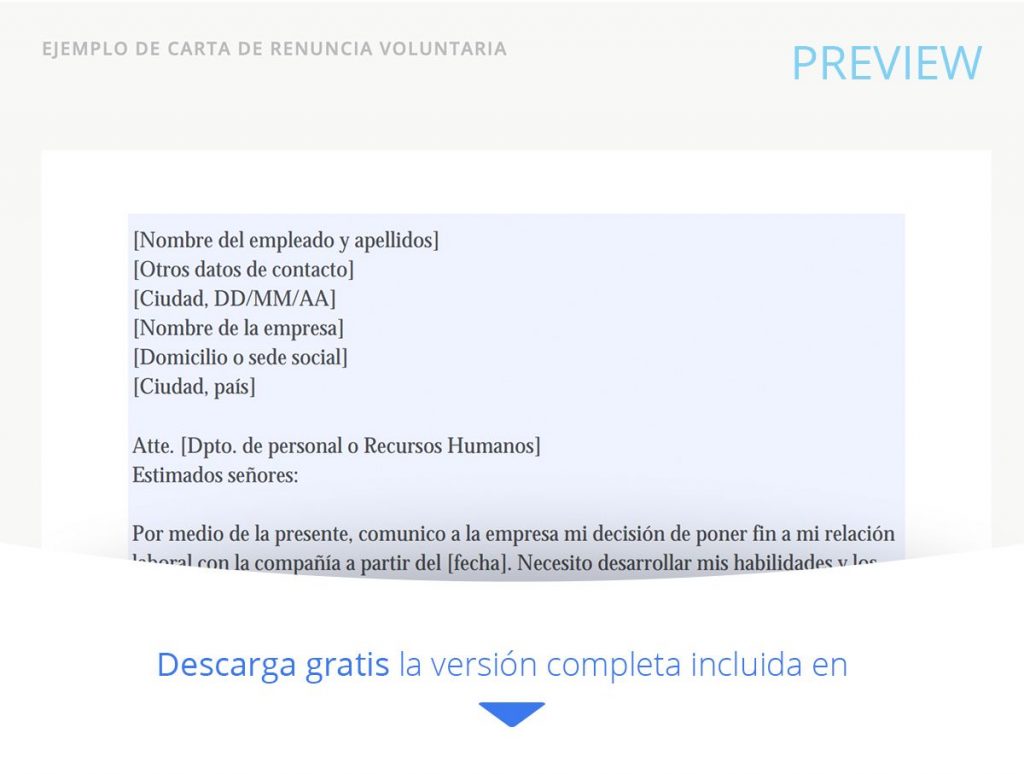 modelo formato de carta de renuncia voluntaria