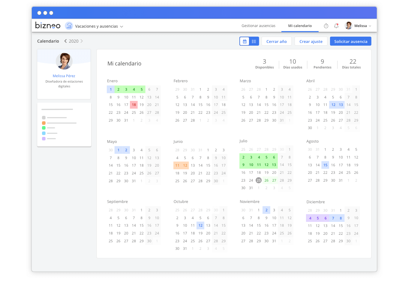 Autogestión de vacaciones para empleados