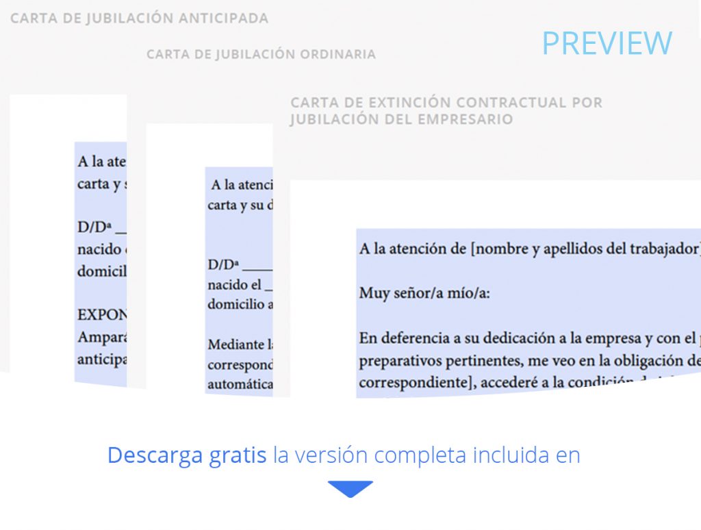 Carta de jubilación desde la empresa