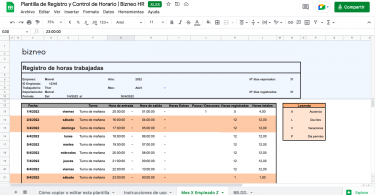 Plantilla de Control Horario de trabajadores en Excel