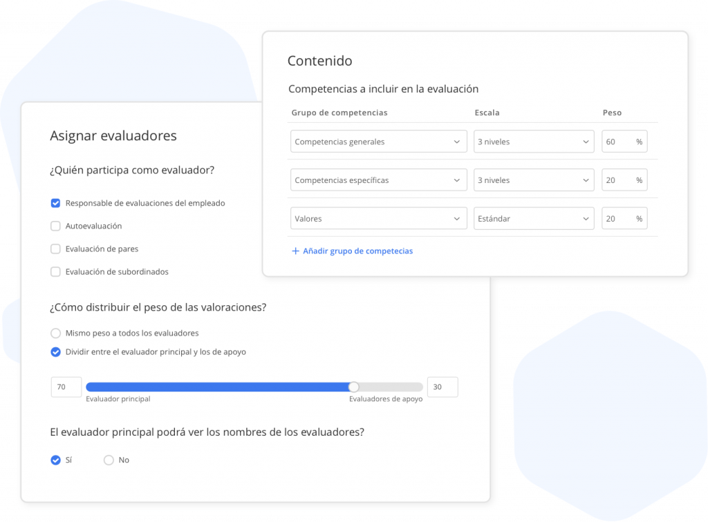 Configuración del peso de los evaluadores