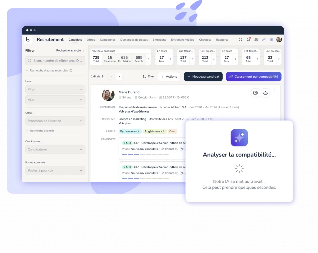 logiciel de recrutement avec Intelligence Artificielle