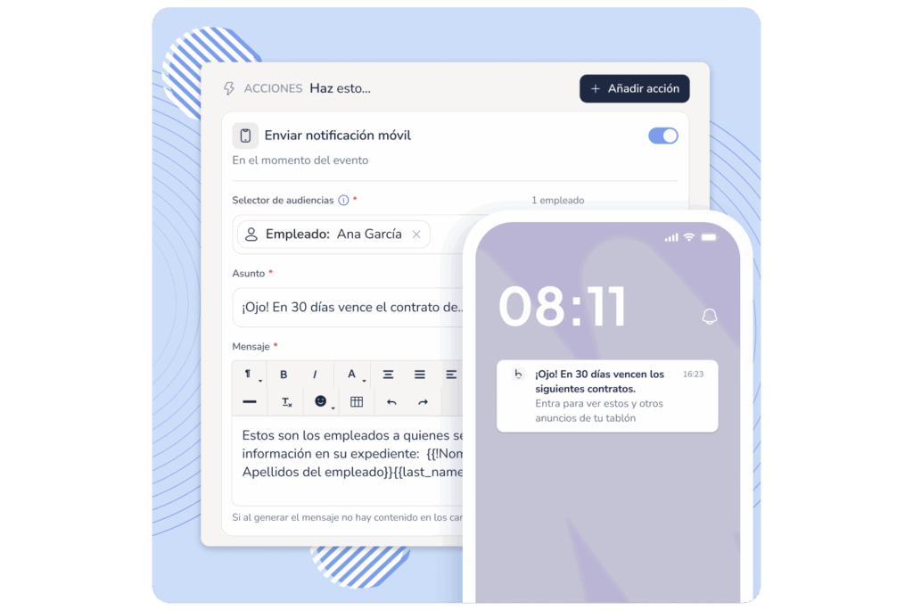 notificaciones móviles a empleados