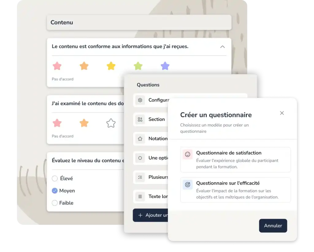 Questionnaires d’évaluation de la formation