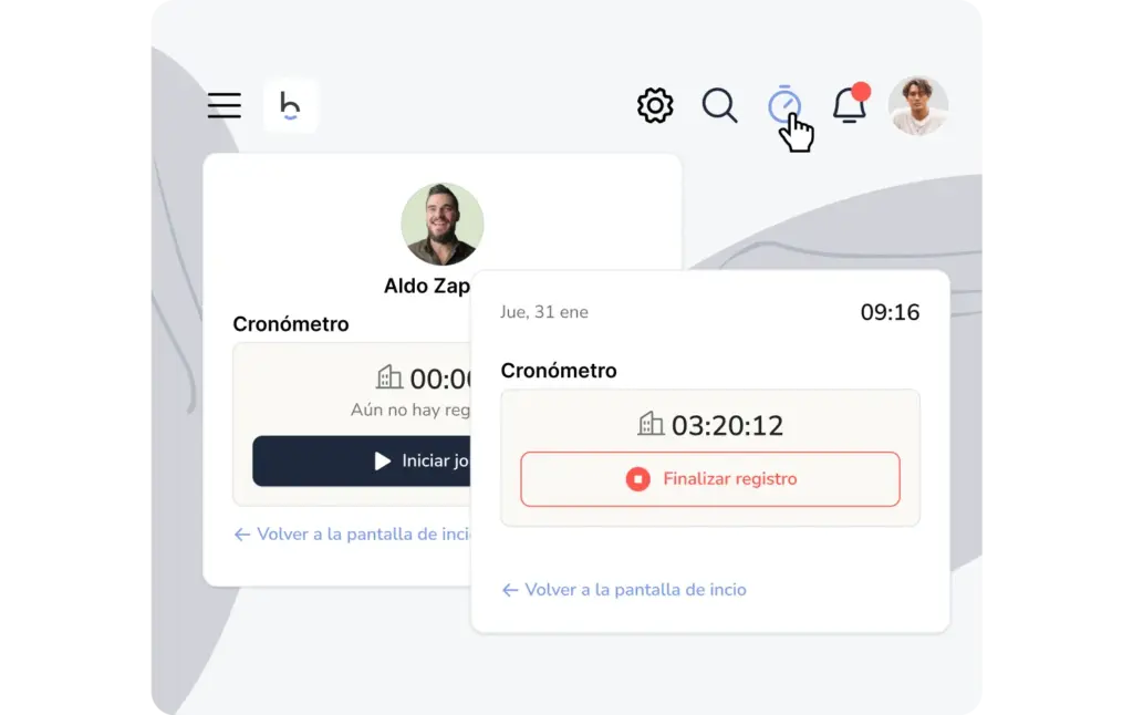 cronómetro y control horario por proyectos