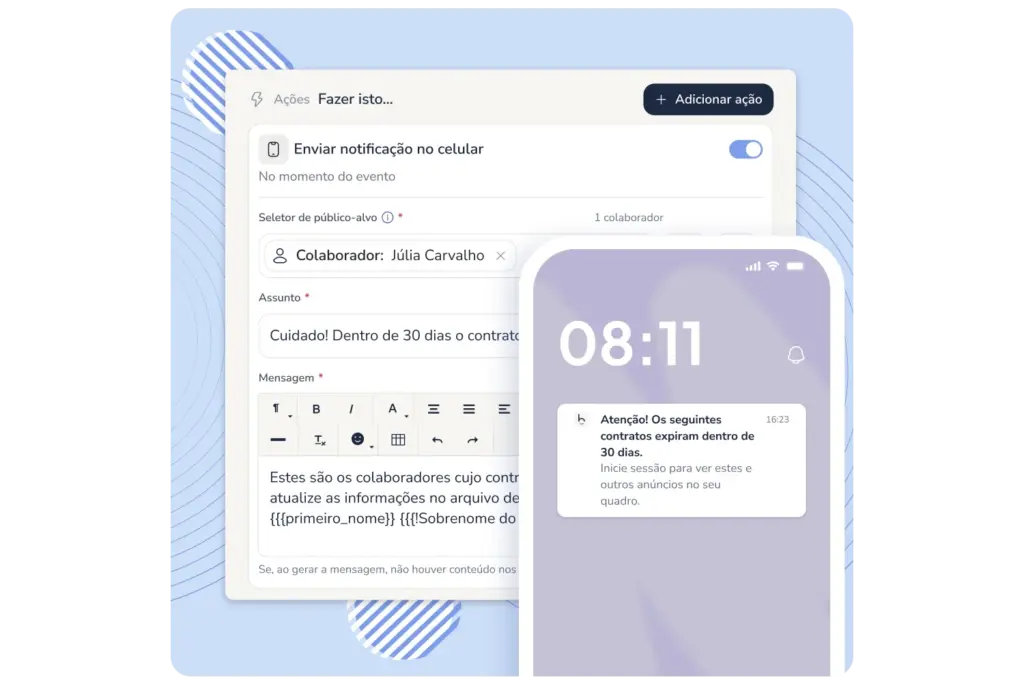 notificações push para colaboradores