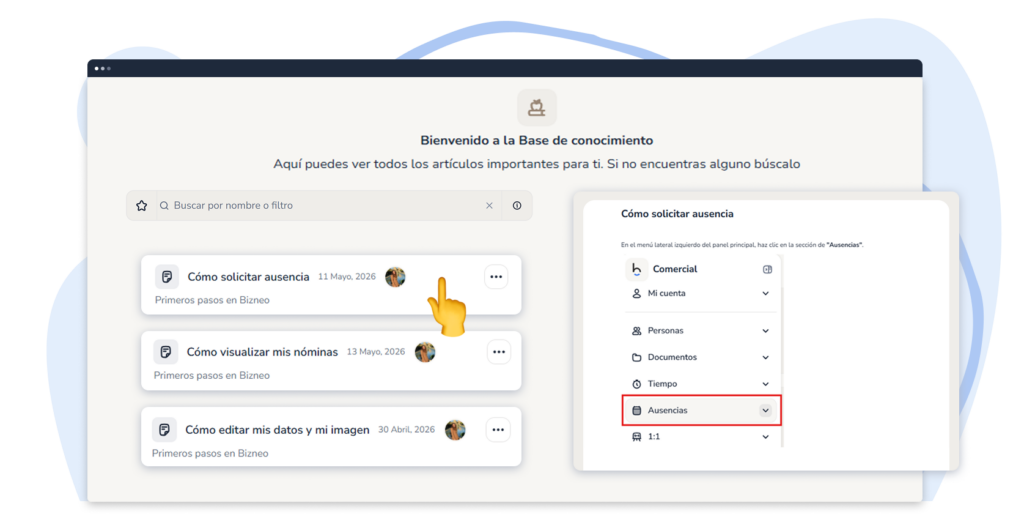 Módulo de base de conocimiento de Bizneo HR