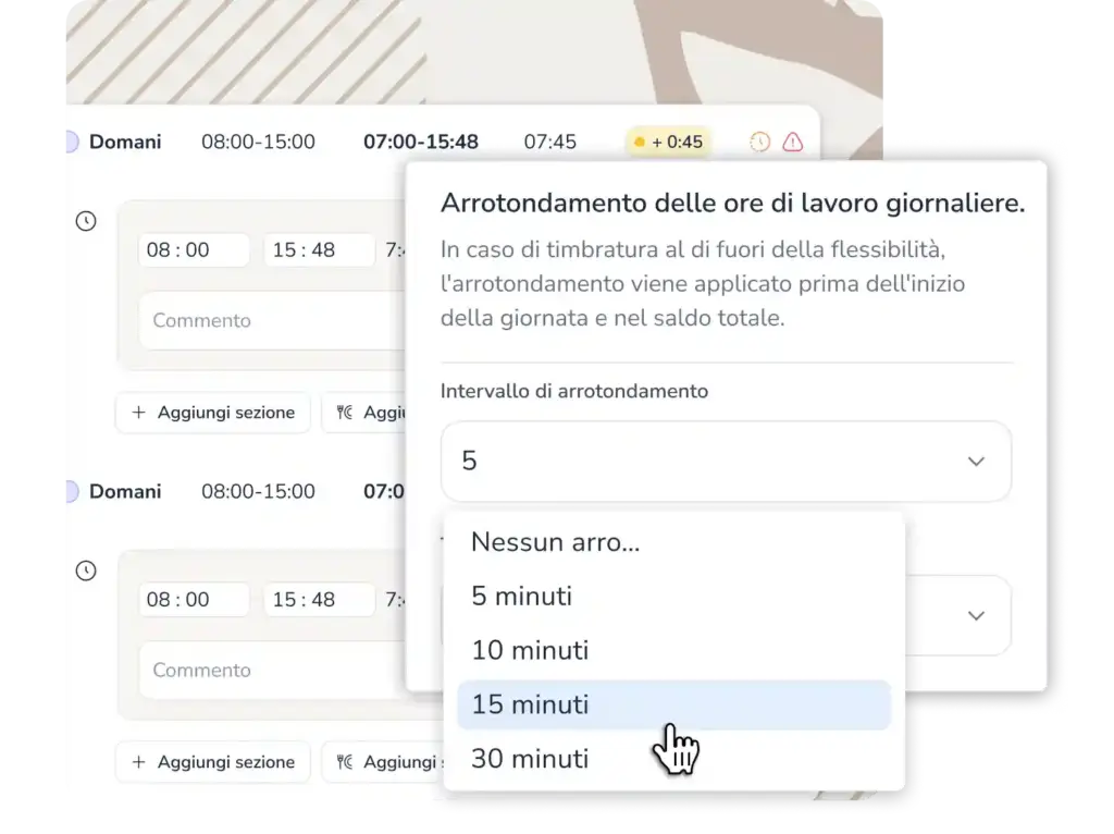 arrotondamento e tolleranza in un sistema di controllo orario