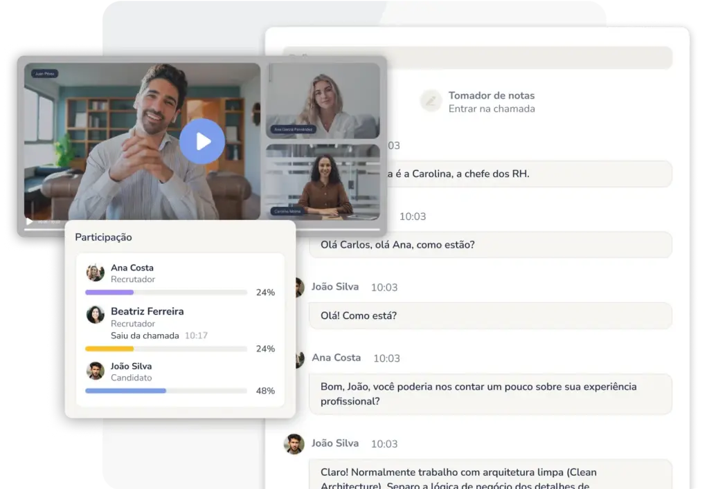 software de recrutamento tomador de notas IA